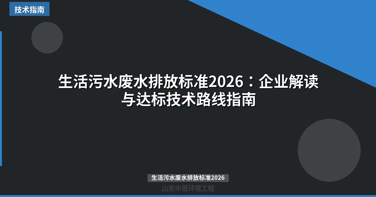 生活污水废水排放标准2026：企业解读与达标技术路线指南