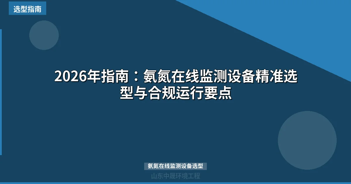 2026年指南：氨氮在线监测设备精准选型与合规运行要点