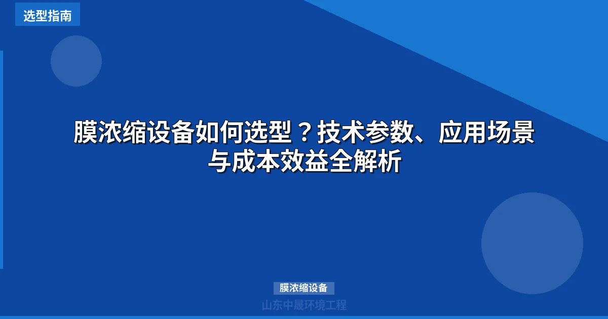 膜浓缩设备如何选型？技术参数、应用场景与成本效益全解析