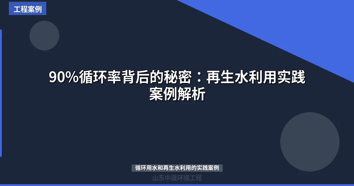 90%循环率背后的秘密：再生水利用实践案例解析