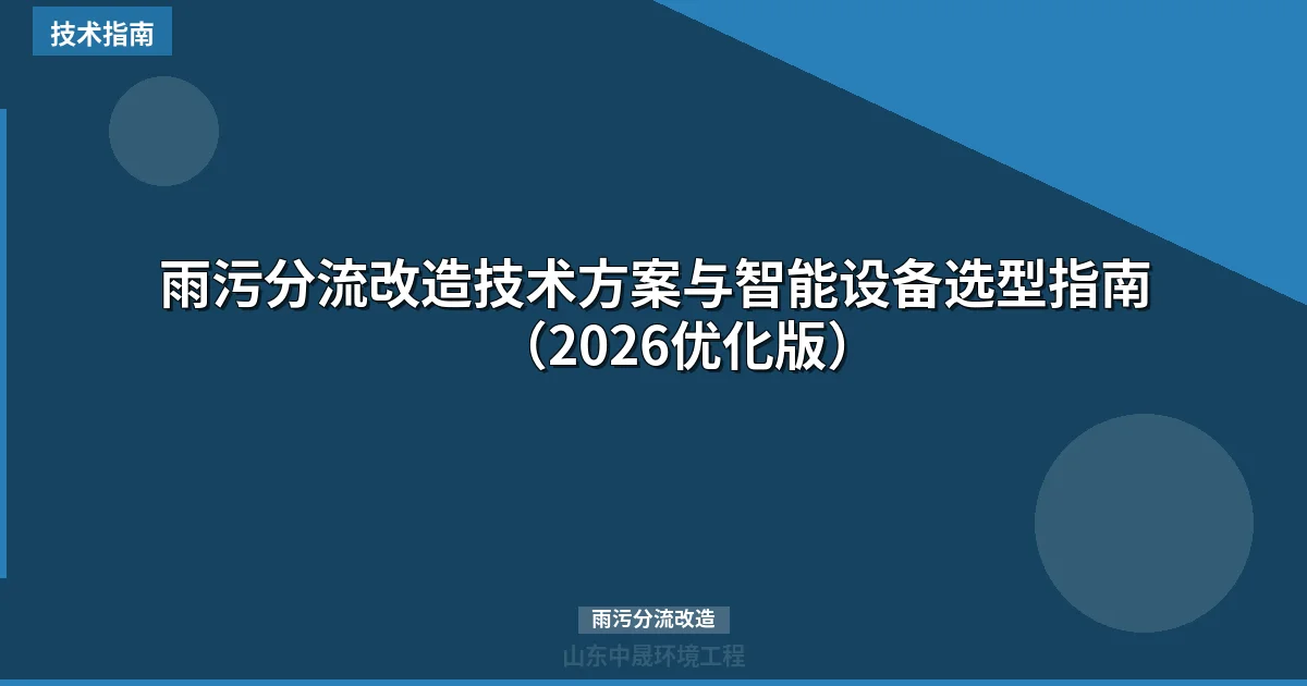 雨污分流改造技术方案与智能设备选型指南（2026优化版）