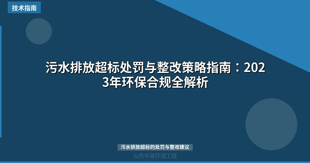 污水排放超标处罚与整改策略指南：2023年环保合规全解析