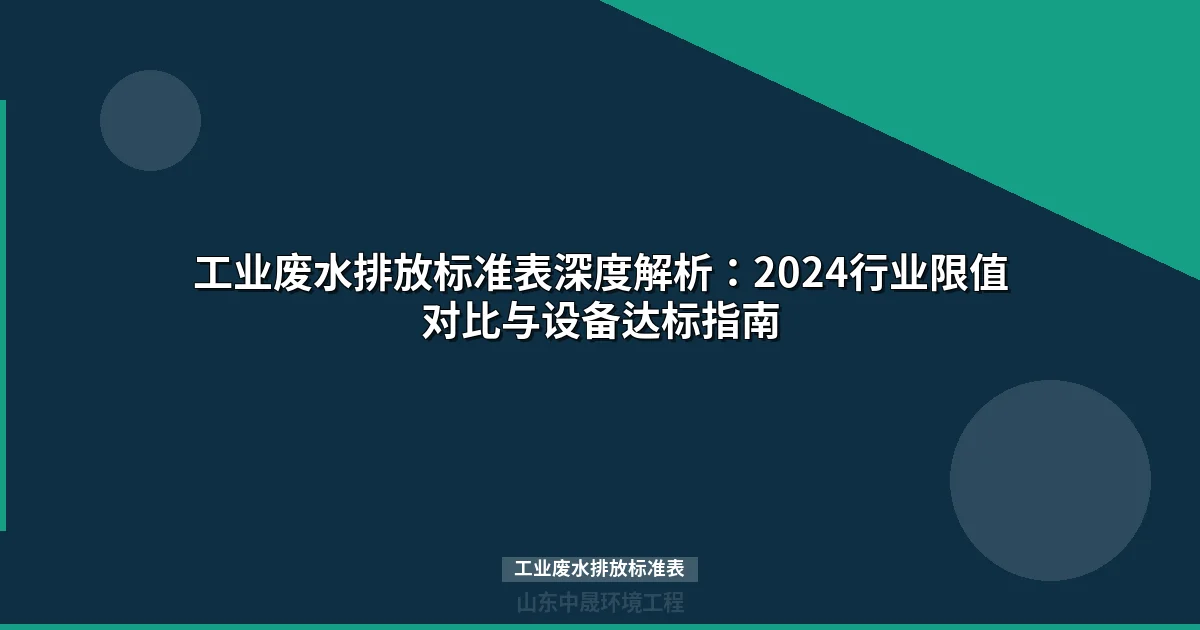 工业废水排放标准表深度解析：2024行业限值对比与设备达标指南