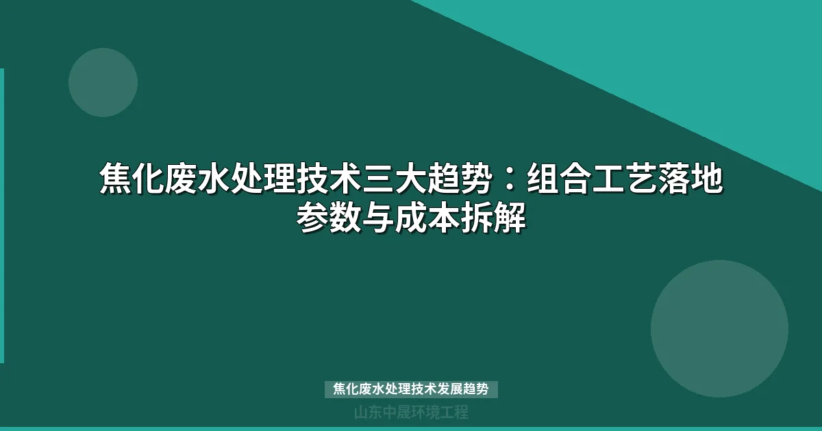 焦化废水处理技术三大趋势：组合工艺落地参数与成本拆解
