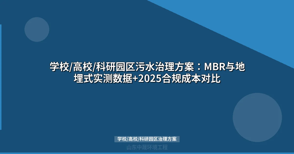 学校/高校/科研园区污水治理方案：MBR与地埋式实测数据+2025合规成本对比