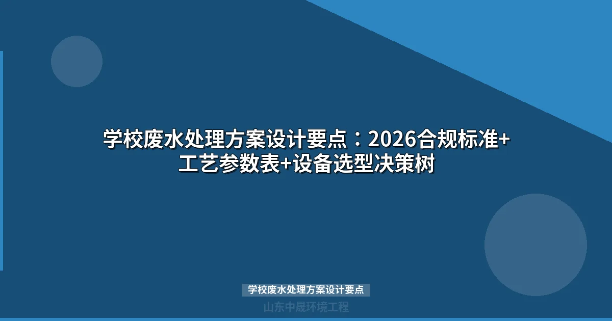 学校废水处理方案设计要点：2026合规标准+工艺参数表+设备选型决策树