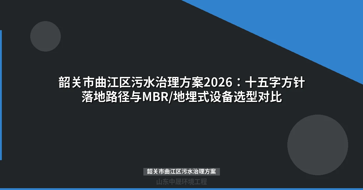 `：20-35字SEO标题，必须含目标关键词"韶关市曲江区污水治理方案"，点明独特角度，吸引点击
   - ``：70-100字，直接描述文章核心价值，含关键词，吸引搜索结果点击
   - ``：5-8个关键词，逗号分隔，首个必须是"韶关市曲江区污水治理方案"
   - ``：3个英文Pexels图片搜索词，逗号分隔。基于全文内容选最能代表文章主题的设备/工厂/工艺图，只搜设备机械场景，绝对禁止人物

2. **润色要求：**
   - 统一语气风格：专业、简洁
   - 平滑段落过渡
   - 删除AI套话（综上所述/总而言之/由此可见/值得注意的是等）
   - **【最重要】总字数必须压缩到800-2000字**（当前约4671字，超标2671字）
   - 确保所有内链仍然存在
   - 只保留href以/products/或/news/开头的内链
   - 保持HTML标签完整
   - 禁止使用标签（已在顶部单独输出）

3. **目标关键词：** 韶关市曲江区污水治理方案

现在需要开始润色：

**H1标题优化方向：** 需要包含"韶关市曲江区污水治理方案"，同时突出MBR/地埋式设备选型对比的独特角度，控制在20-35字。

可行的选项：
- 韶关市曲江区污水治理方案2026：MBR与地埋式设备选型全解
- 韶关市曲江区污水治理方案：WSZ地埋式/MBR设备对比指南（2026）
- 韶关市曲江区污水治理方案2026：十五字方针落地与设备选型对比

倾向于选择第一个，因为它完整包含关键词、突出选型对比这一独特角度，并标注年份信息。

**Meta description需要控制在70-100字：**
围绕曲江区十五字方针2026年治水新要求展开，突出WSZ地埋式与MBR设备选型对比、投资成本、韶关环保政策等内容，给出明确结论和行动指引。

**关键词设置5-8个：**
韶关市曲江区污水治理方案、MBR膜生物反应器、地埋式一体化污水处理设备、十五字方针、曲江

接下来需要区、工业废水治理、污水处理设备选型、韶关环保政策等核心关键词。

**图片搜索词需要3个英文Pexels查询：**
- wastewater treatment plant industrial equipment
- MBR membrane bioreactor system
- underground sewage treatment facility

**内容压缩到800-2000字：**
需要大幅精简，每个H2段落只保留最核心的1-2个要点。

当前文章结构中，开头段落与后续内容存在重复，十五字方针部分重复信息较多，污水来源与治理难点可以合并，WSZ和MBR设备段落保留核心参数表格，曲江区选型决策矩阵表格需要精简。工程造价和常见问题部分需要大幅压缩。

具体压缩策略：

1. 标题和十五字方针：开篇直接点明十五字方针在曲江区的具体落地要求和治水方向，删除与后文的重复内容

2. 污水来源与治理难点：合并来源构成和治理难点，用表格或列表形式呈现核心数据

3. WSZ地埋式一体化设备：保留设备特点、处理量和出水标准等核心参数，删除适用场景的冗余描述

4. MBR一体化设备：突出膜技术优势，处理量和出水标准用表格呈现

5. 选型决策矩阵：精简为对比表格，只保留最关键的选型依据

6. 工程造价与合规路径：压缩为要点列表

7. 常见问题：保留3个核心问题，每个100字以内

开始编辑：

---

韶关市曲江区污水治理方案2026：MBR与地埋式设备选型全解