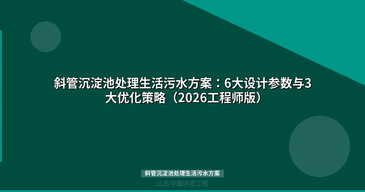 斜管沉淀池处理生活污水方案：设计参数与工艺优化指南