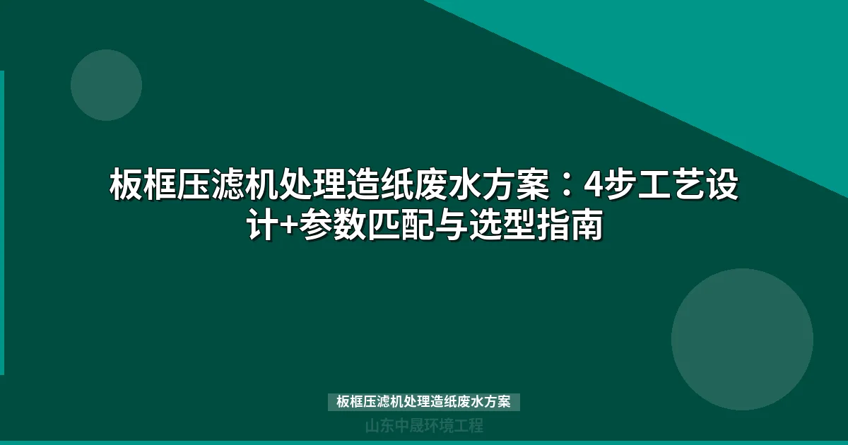板框压滤机处理造纸废水方案：工艺参数匹配与成本优化