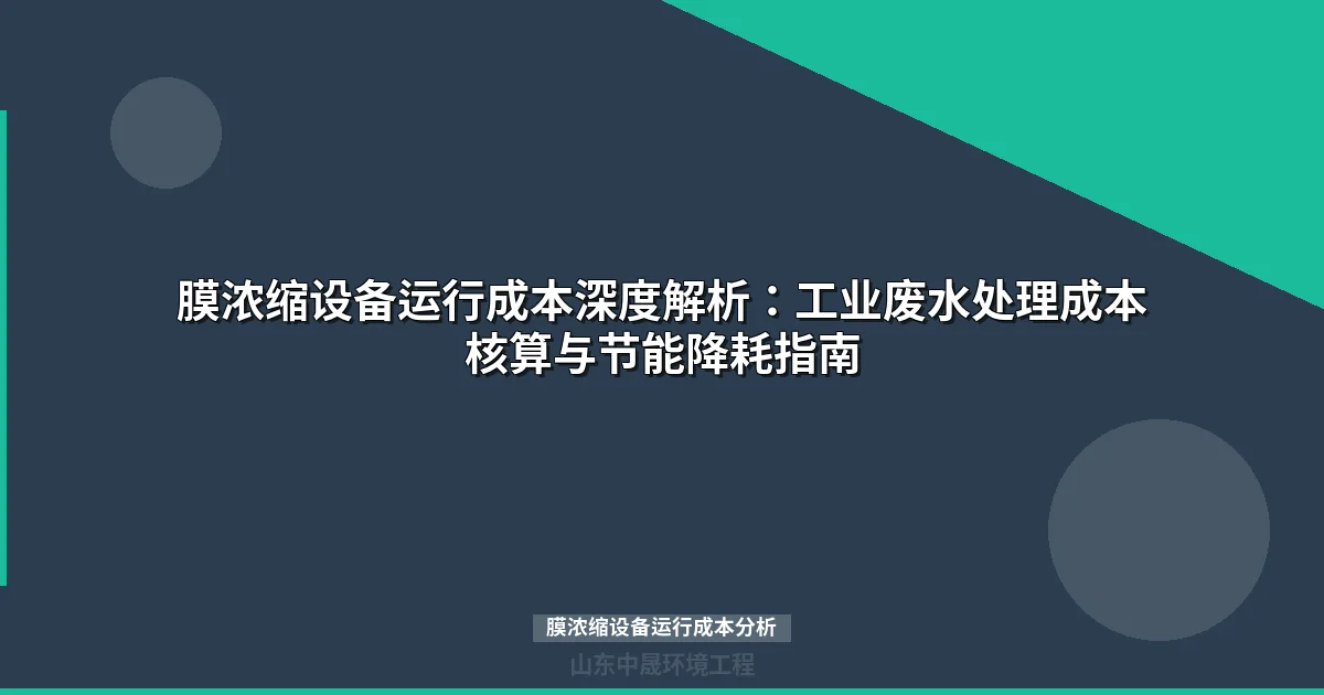 膜浓缩设备运行成本分析：四大成本构成与节能降耗策略