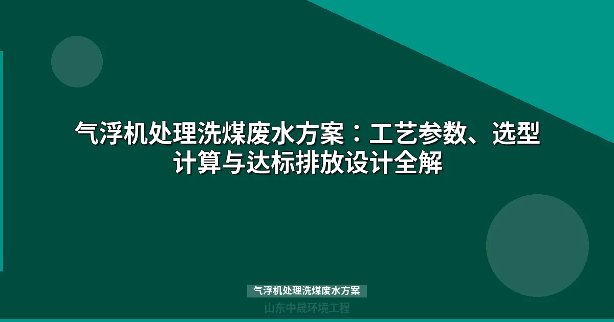 气浮机处理洗煤废水方案：工艺原理、核心参数与工程选型