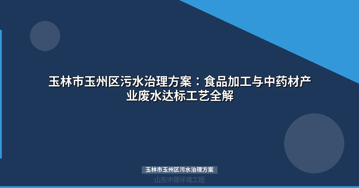 玉林市玉州区污水治理方案：食品与中药材废水达标处理全攻略