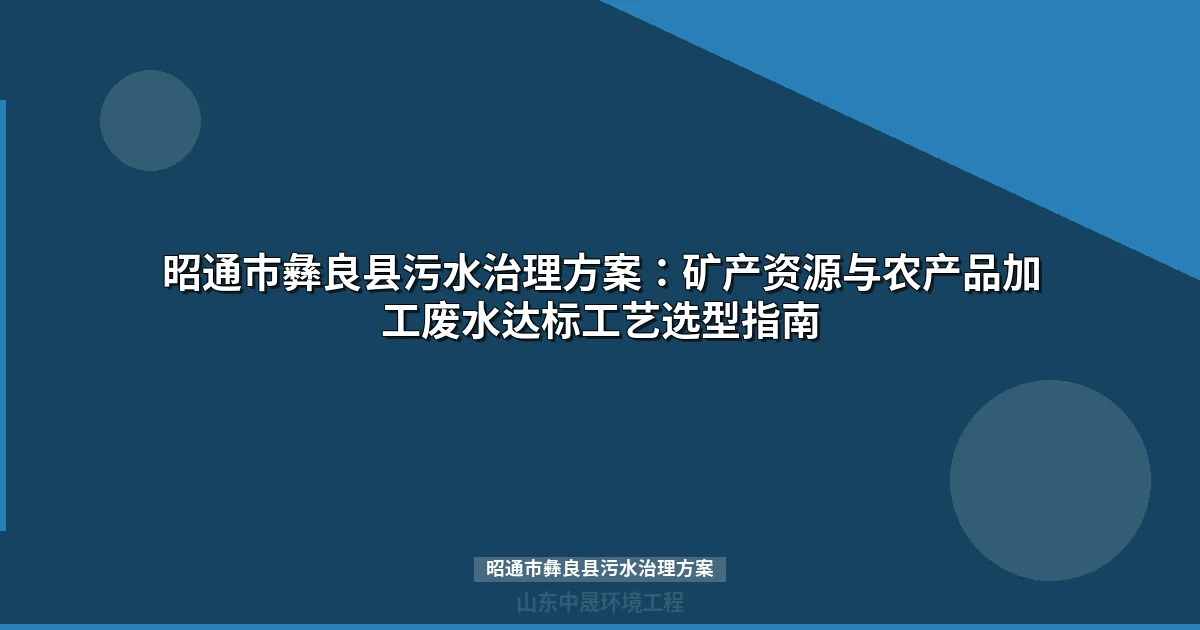 昭通市彝良县污水治理方案：选矿废水重金属去除与农产品加工废水处理工艺