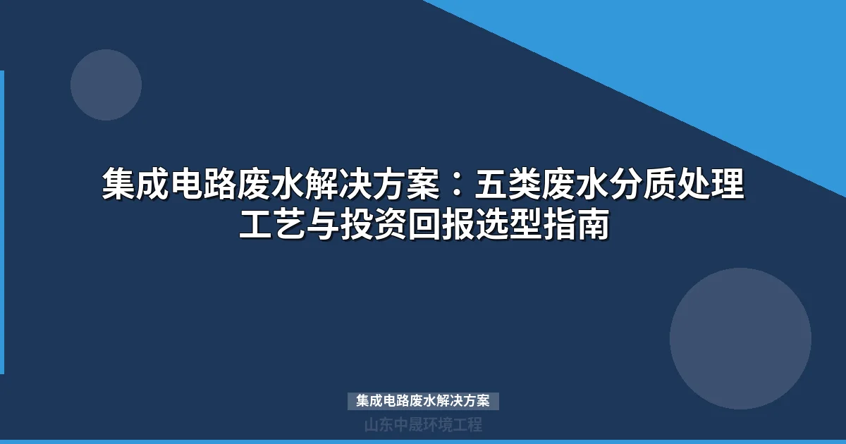 集成电路废水解决方案：分质收集+分级处理实现90%回用率