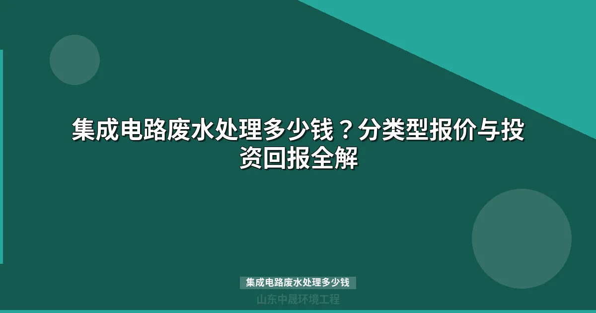 集成电路废水处理多少钱？IC Fab设备投资与运营成本全解析