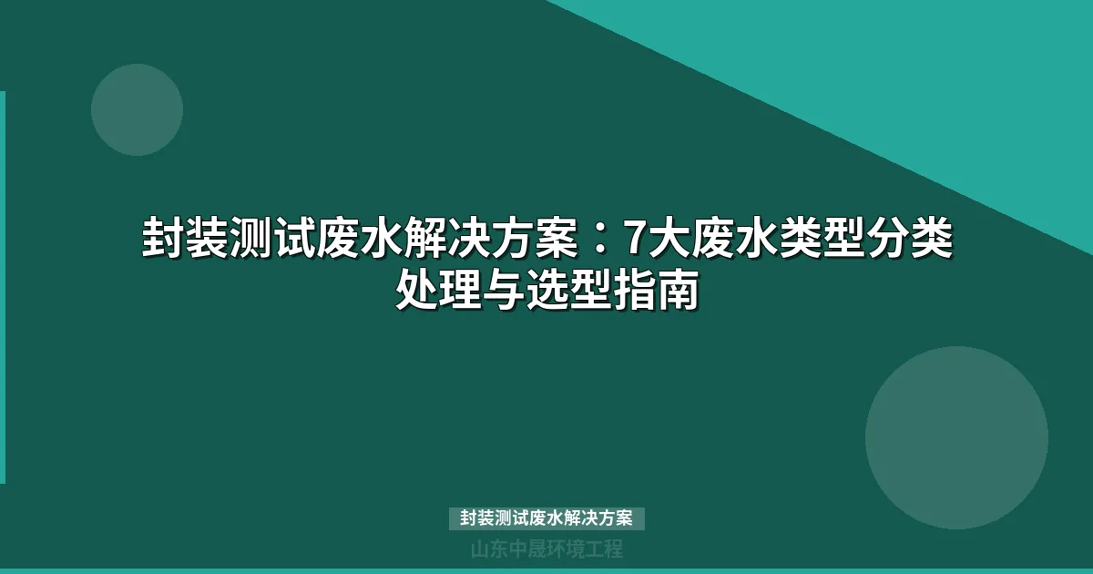 封装测试废水解决方案：8类废水处理工艺与选型指南