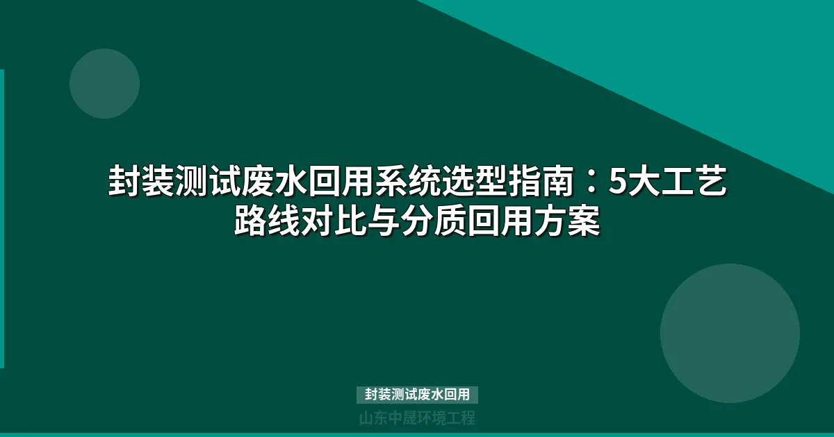 封装测试废水回用技术指南：5大工艺路线与90%+回收率方案