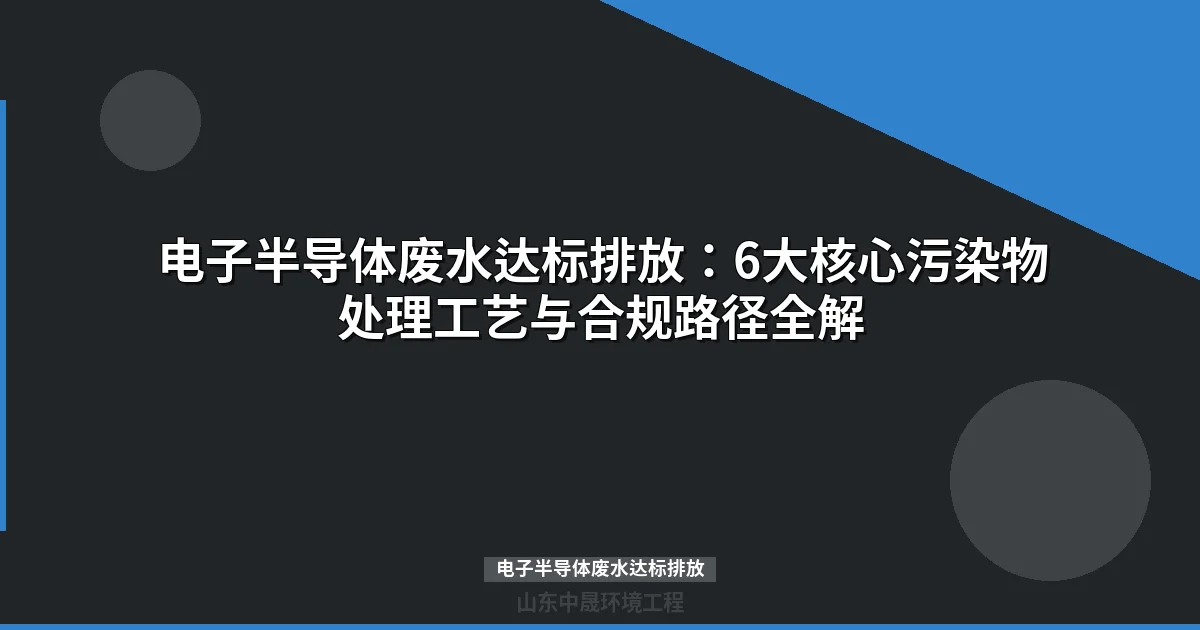 电子半导体废水达标排放：工艺选择与GB 39731-标准攻略