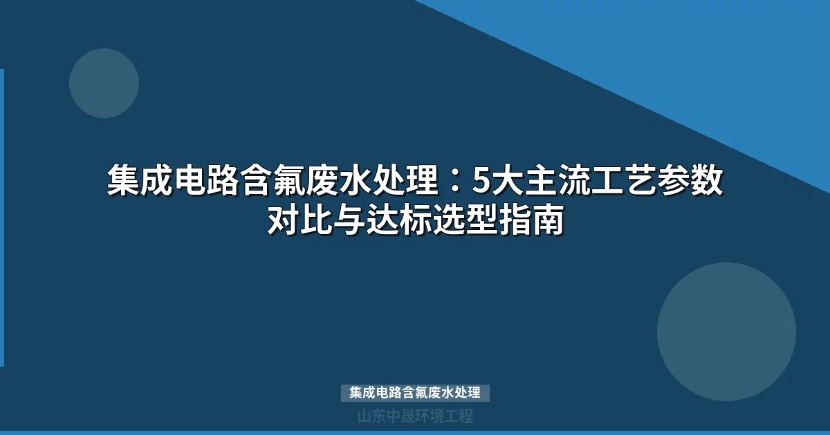 集成电路含氟废水处理方法与工艺选型指南最新）