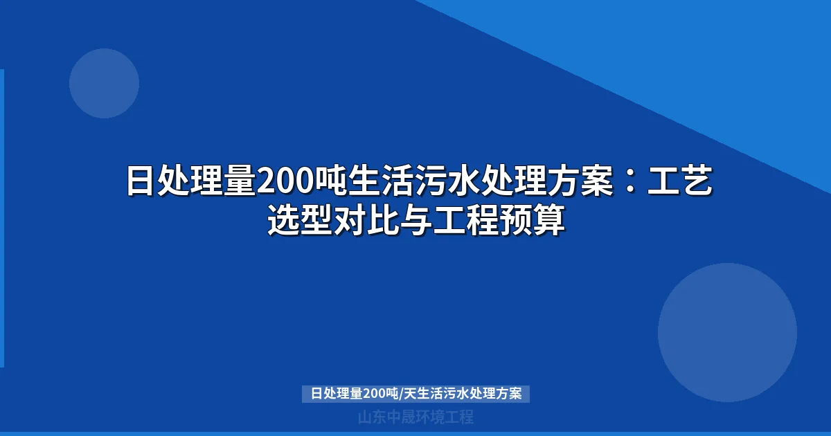 日处理量200吨/天生活污水处理方案：工艺对比与预算详解