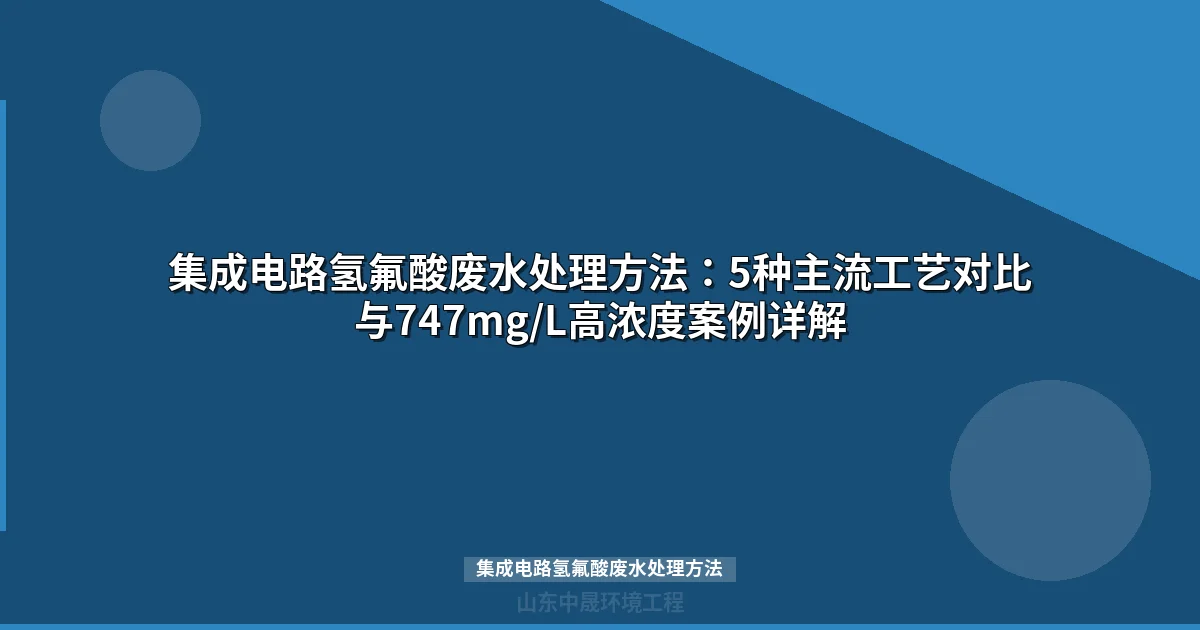 集成电路氢氟酸废水处理方法与五大主流工艺对比选型指南