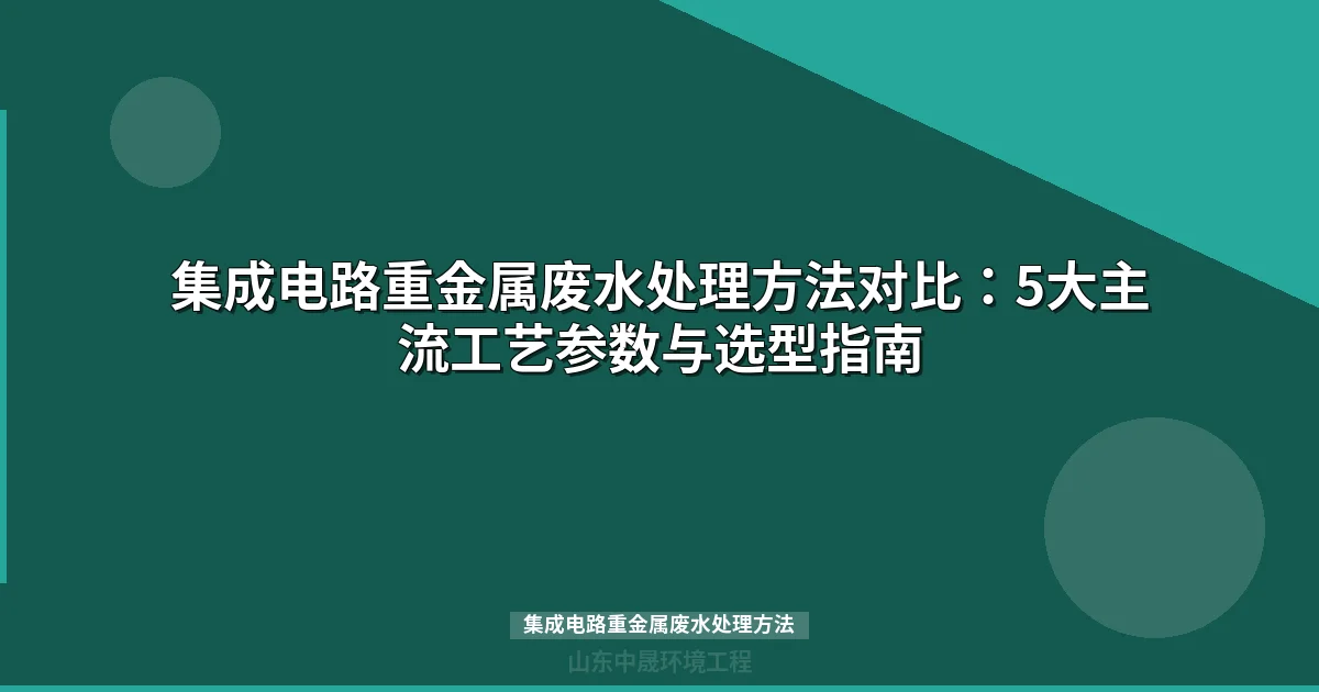 集成电路重金属废水处理方法对比与选型指南（5大主流工艺详解）