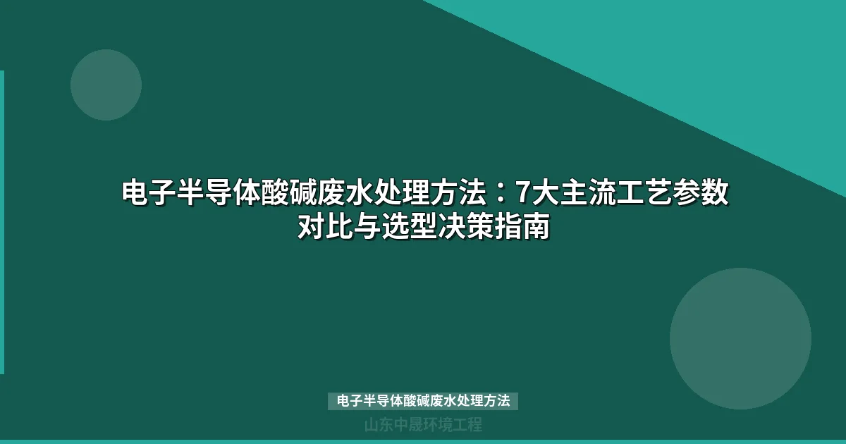 电子半导体酸碱废水处理方法：7大工艺对比与选型指南