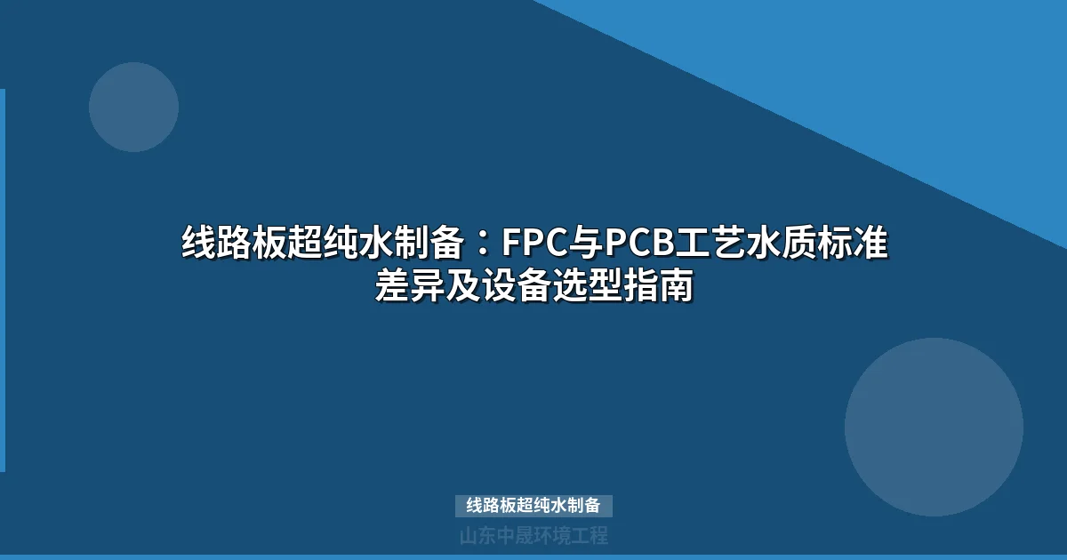 线路板超纯水制备选型指南：水质匹配工艺与成本优化方案