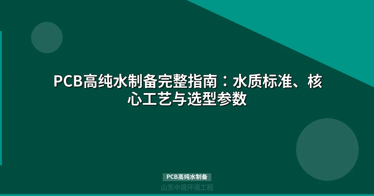 PCB高纯水制备全攻略：RO+EDI工艺对比与系统配置方案