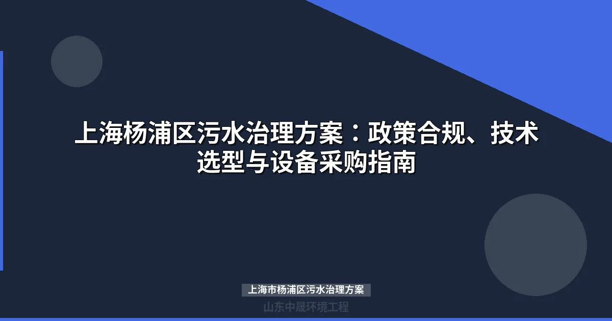 上海市杨浦区污水治理方案：设施底数+设备选型+预算清单